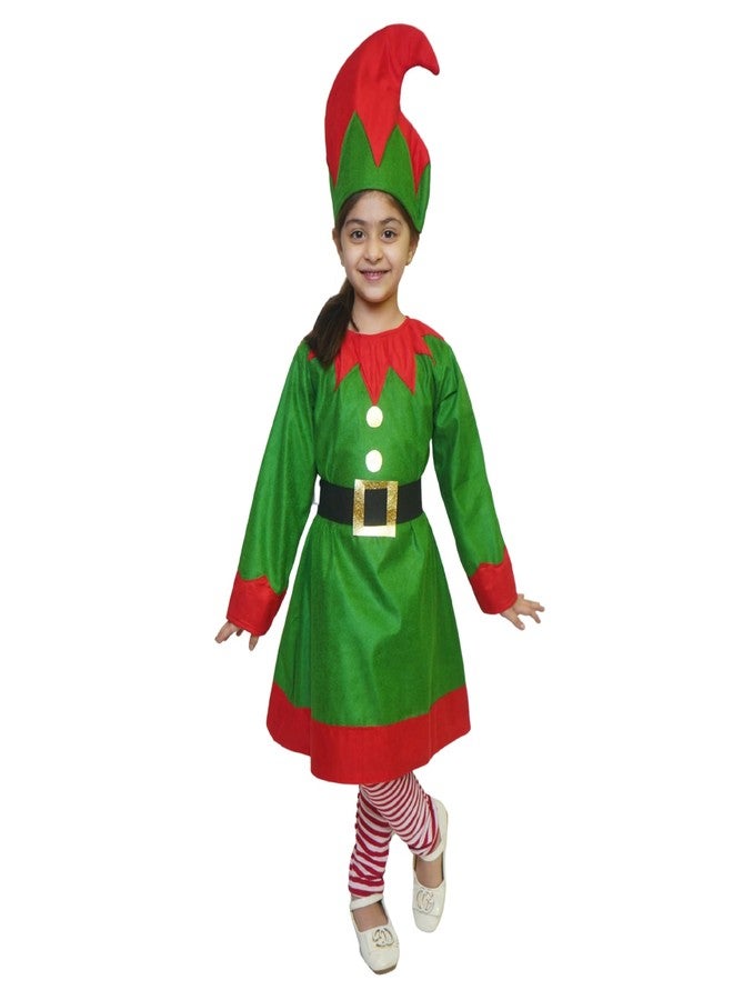 كاكو فانسي دريسيس زي تنكري للأطفال من كاكو، زي قزم، مناسب لحفلات الكريسماس - أحمر/أخضر، 7-8 سنوات، للبنات - Image 1